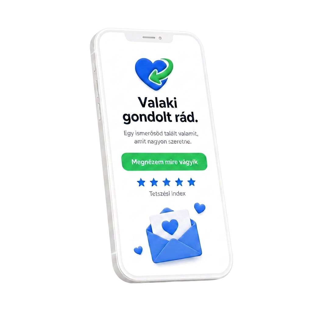Az eztszeretném.hu értesítés egy telefon képernyőjén: valaki gondolt rád
